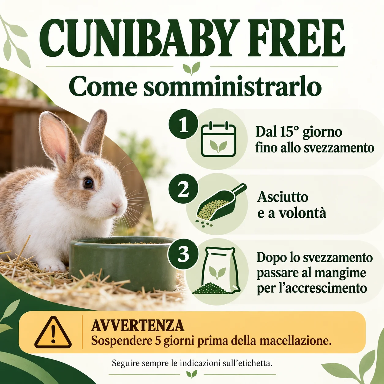 Cunibaby Free 25 kg - istruzioni e avvertenze