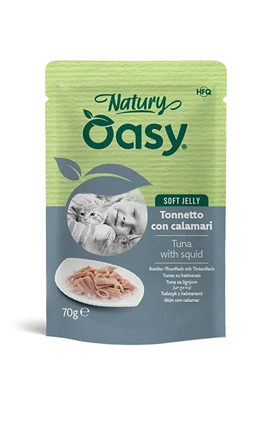 Oasy Natury Soft Jelly Tonnetto e Calamari Umido per Gatti