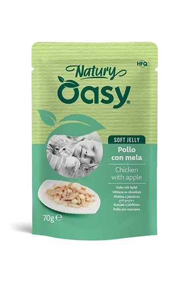 Oasy Natury Soft Jelly Pollo Mela 70 g Umido Gatto