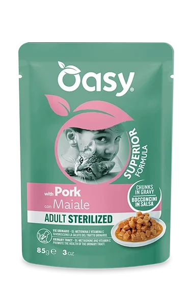 Oasy Bocconcini Adult Sterilized Maiale 85 g Umido Gatto