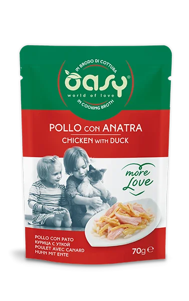 Oasy More Love Pollo Anatra 70 g Umido Gatto
