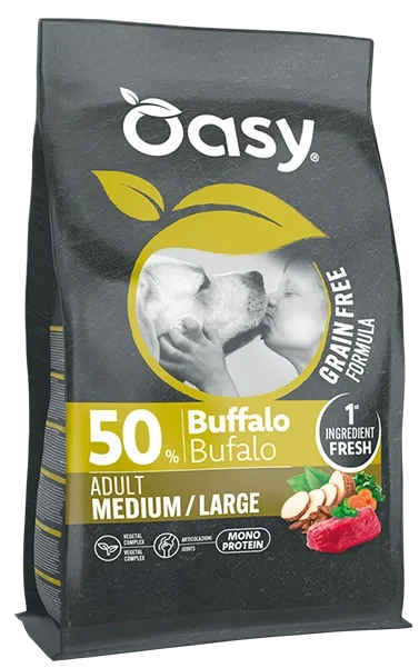 Oasy Grain Free Adult Medium Large Bufalo Crocchette per Cani