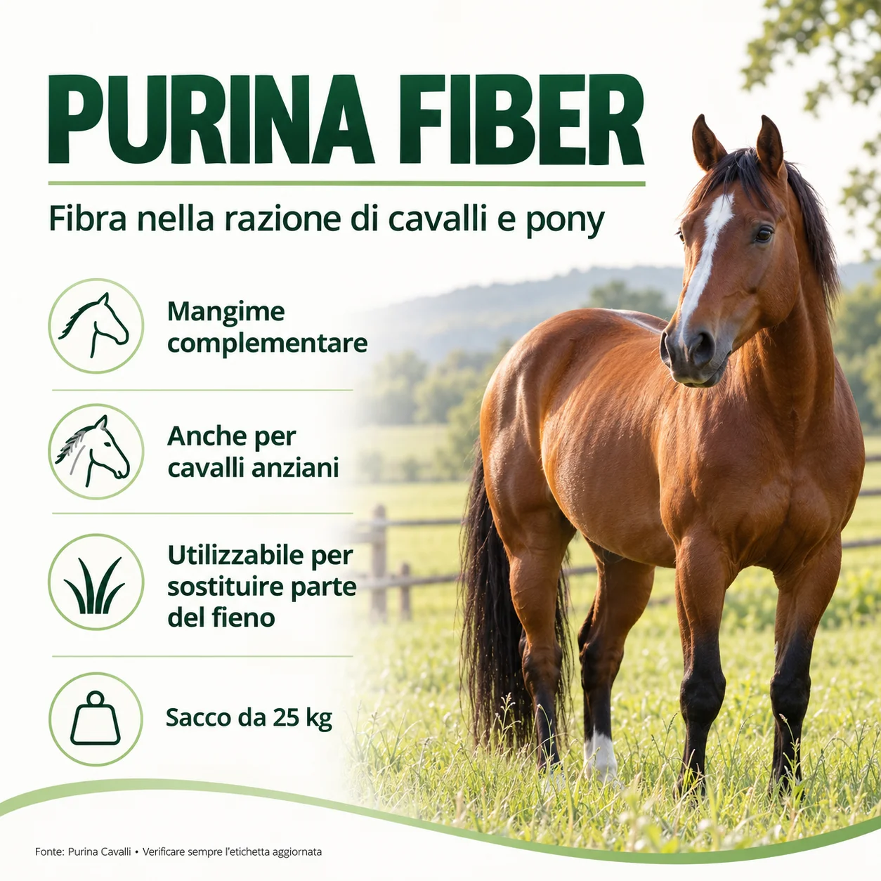 Purina fiber 25 kg - caratteristiche per cavalli e pony