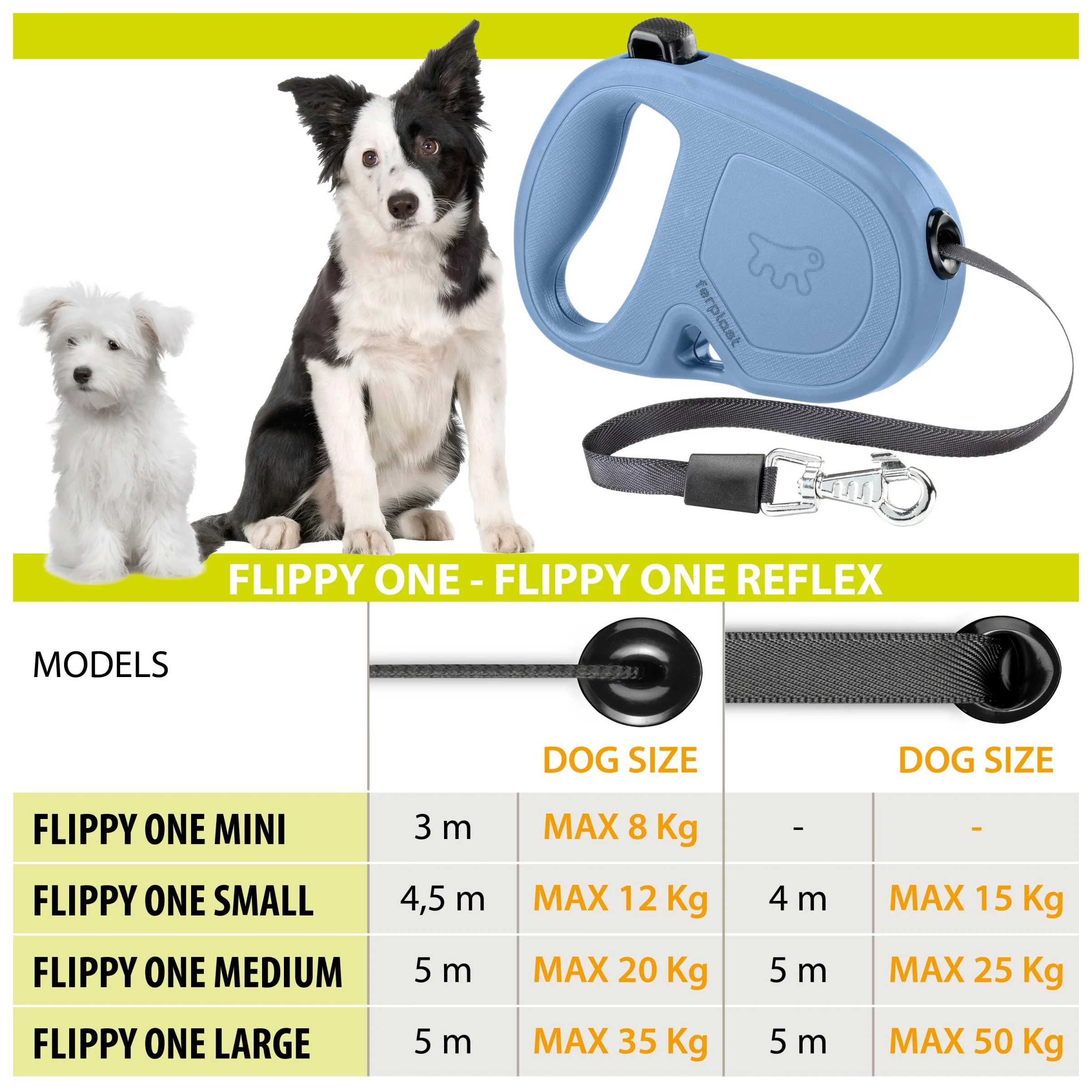Ferplast guinzaglio allungabile Flippy One Reflex Cord - foto 4