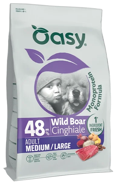 Oasy Monoproteico Adult Medium Large Cinghiale Crocchette per Cani