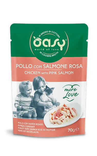 Oasy More Love Pollo Salmone Rosa 70 g Umido Gatto