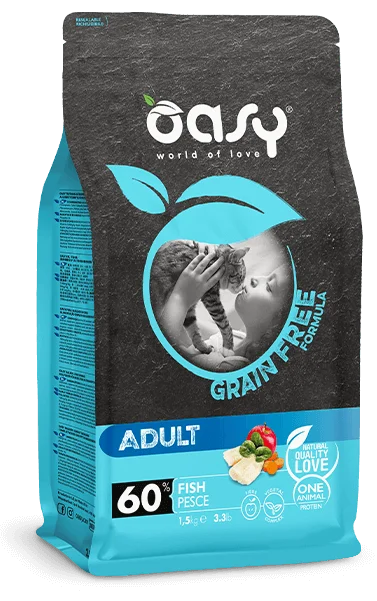 Crocchette gatto grain free Oasy Adult Pesce per gatto adulto