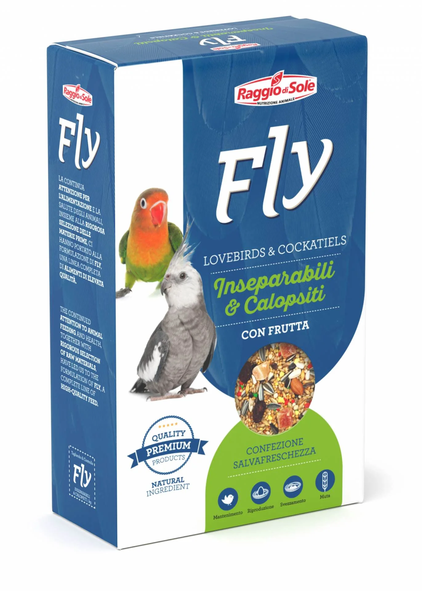 Misto semi con frutta per Inseparabili e Calopsiti - 1 kg - Fly Raggio di Sole