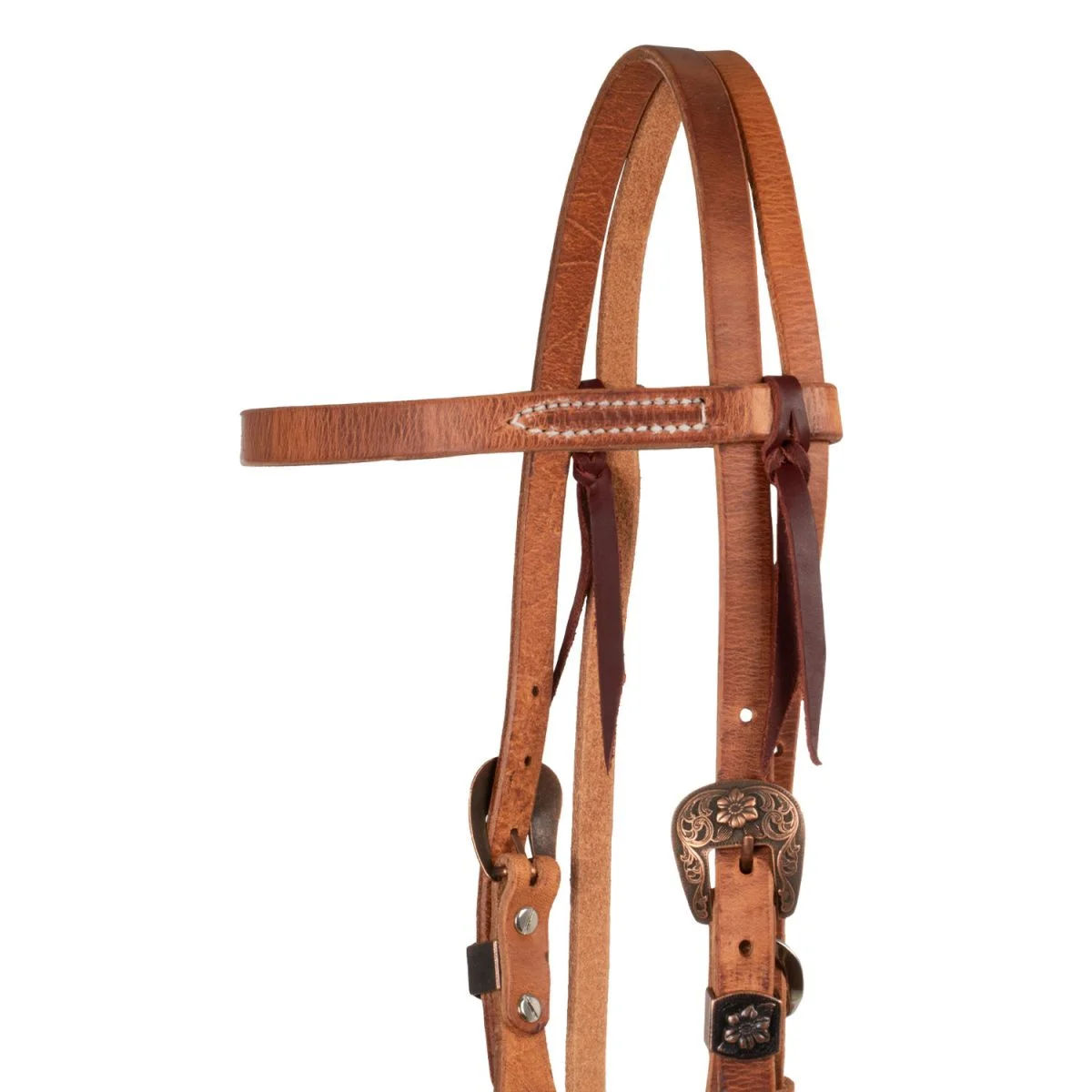 Testiera Western Berlin Custom Leather con Fibbia in Rame e Concho a Croce - Unica Cuoio Naturale - foto 2