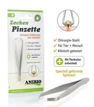 ANIBIO Pinza in Acciaio Inox per Zecche