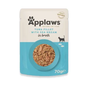 Applaws Buste Filetti di Tonno e Orata in Brodo per Gatto 12x70 g