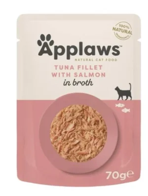 Applaws Buste Tonno e Salmone in Brodo per Gatti 12 x 70 g