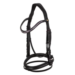 Briglia anatomica nera in cuoio Equestro