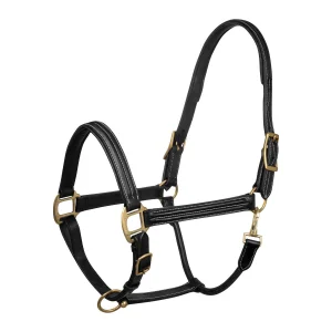 Cavezza Supreme in cuoio triplo con finiture dorate