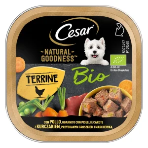 Cesar Natural Goodness Bio Pollo, Piselli e Carote 16 x 100 g