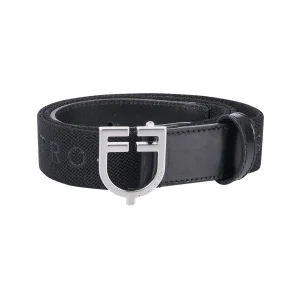 Cintura in cuoio elasticizzata Equestro con logo a fibbia