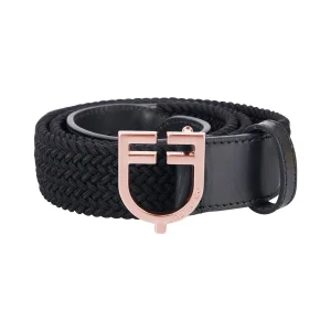 Equestro Cintura in cuoio con elastico e fibbia rosegold