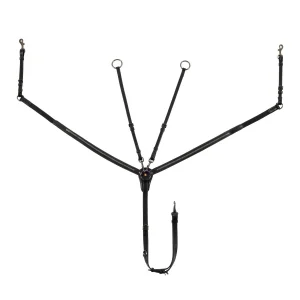 Equestro Pettorale con forchetta in pelle e clincher nero