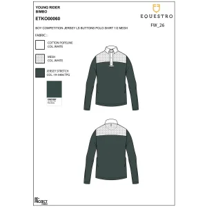 Equestro Polo bambino manica lunga slim fit da concorso