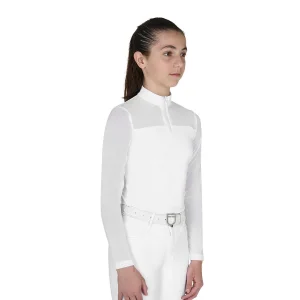 Equestro Polo Concorso Bambina Manica Lunga Slim Fit