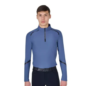 Equestro Polo da allenamento uomo slim fit manica lunga