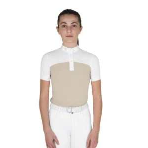 Equestro Polo da Concorso Bambina Slim Fit in Mesh