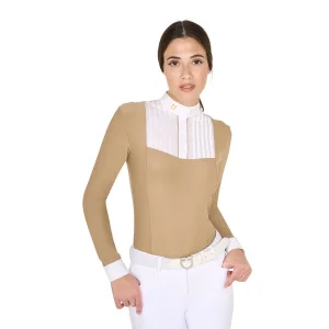Equestro Polo Donna Slim Fit Cotone Plissettato