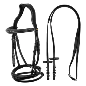 Equestro Testiera inglese in cuoio morbido con redini in gomma