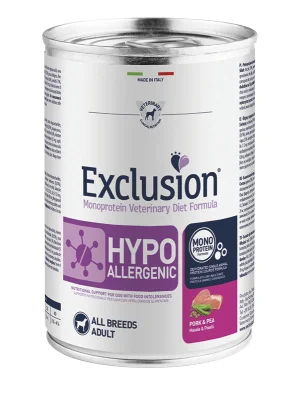 Exclusion Hypoallergenic Maiale e Piselli Umido Cane 400 g