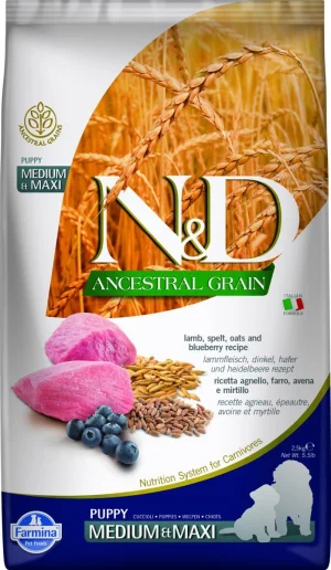 Farmina N&D Ancestral Lamb & Blueberry Puppy Medium/Maxi 2,5kg