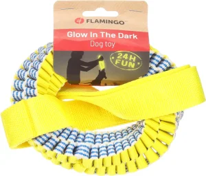 Flamingo Glowa corda da tiro con anello azzurro/giallo 50x14x4 cm