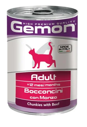 Gemon Cat Bocconi Manzo Umido per Gatti - 24 x 415 g
