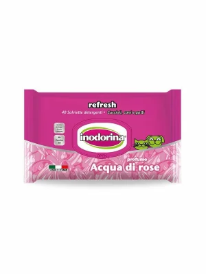 Inodorina Salviette Acqua di Rosa per Cani - 40 pezzi