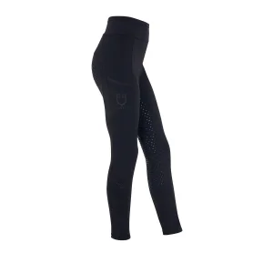 Leggings bambina Equestro con inserti traforati e grip in silicone