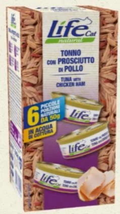 Lifecat Multipack 6 x Gr 50 Tonno/Prosciutto di Pollo - Lifepet
