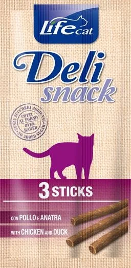 Lifepet LifeCat Snack Anatra/Pollo per Gatti - 3 stick da 15 g