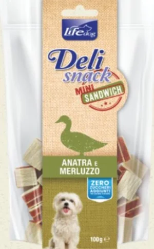 Lifepet Lifedog DeliSnack Mini Sandwiches all'Anatra e Merluzzo 100 g