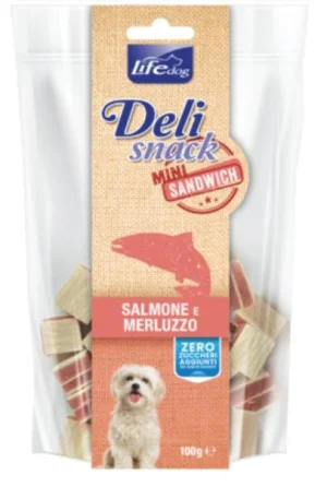 Lifepet Lifedog Delisnack Mini Sandwiches Salmone/Merluzzo 100 g