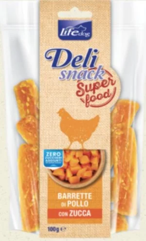 Lifepet Lifedog Superfood Barrette Pollo e Zucca 100 g