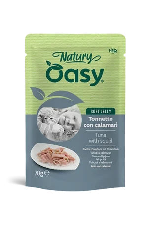 Oasy Natury Soft Jelly Tonnetto e Calamari Umido per Gatti