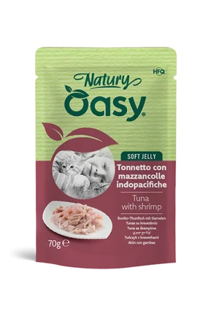 Oasy Natury Soft Jelly Tonnetto con Mazzancolle Umido per Gatti 70 g
