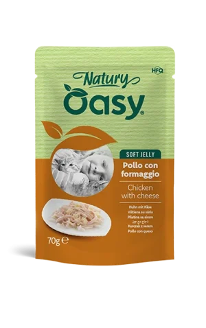 Oasy Natury Soft Jelly Pollo e Formaggio Umido per Gatti