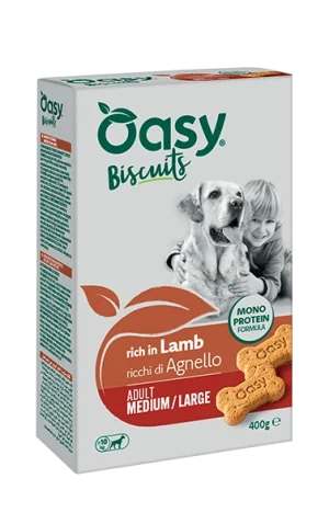 Oasy Monoproteico Biscotti Adult Medium Large Agnello Snack per Cani 400 g