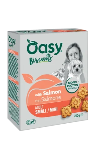 Oasy Monoproteico Biscotti Adult Small Mini Salmone Snack per Cani 250 g
