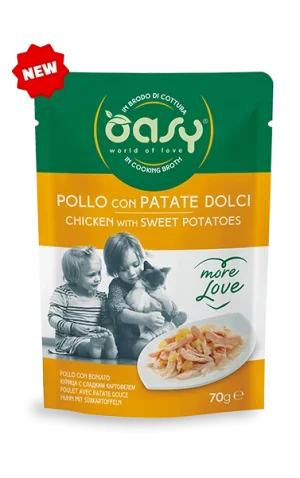 Oasy More Love Pollo con Patate Dolci Umido per Gatti 70 g
