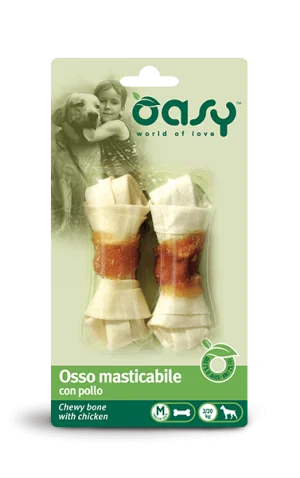 Oasy Bony Osso Masticabile con Pollo Taglia M Snack per Cani 56 g