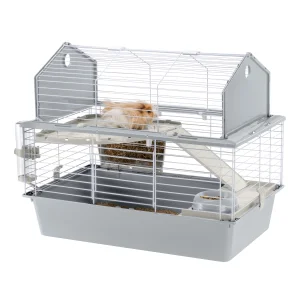 Ferplast Gabbia Barn 80 in metallo per conigli con accessori, grigia, 78 x 48 x h 65 cm