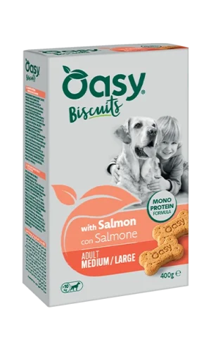 Oasy Monoproteico Biscotti Adult Medium Large Salmone Snack per Cani 400 g