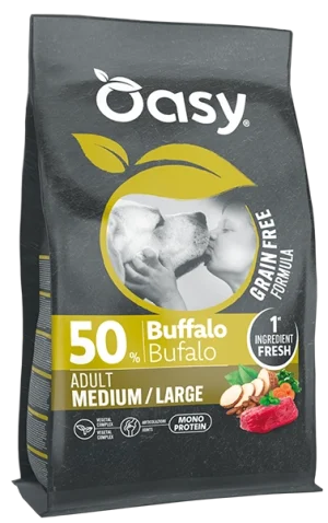 Oasy Grain Free Adult Medium Large Bufalo Crocchette per Cani