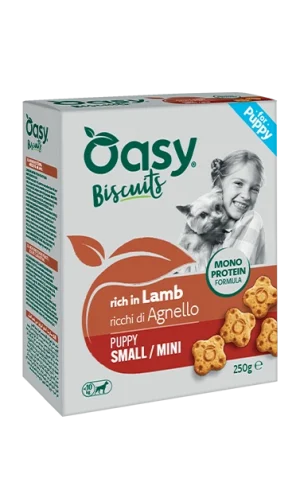 Oasy Monoproteico Biscotti Puppy Small Mini Agnello Snack per Cuccioli 250 g